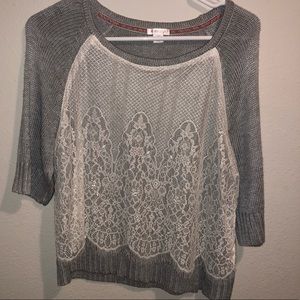 Layered lace 3/4 sweater